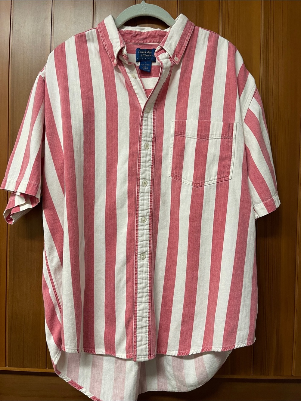 Cambridge Classic Men’s Vintage Striped Short Sleeve Shirt Large